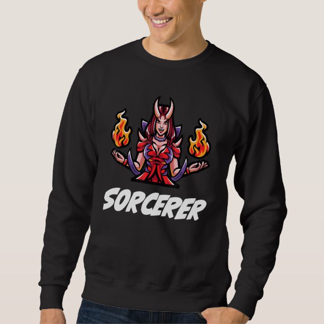 Sweatshirt D20 Dragons Tabletop Dungeon Classe Sorcier (Devant)
