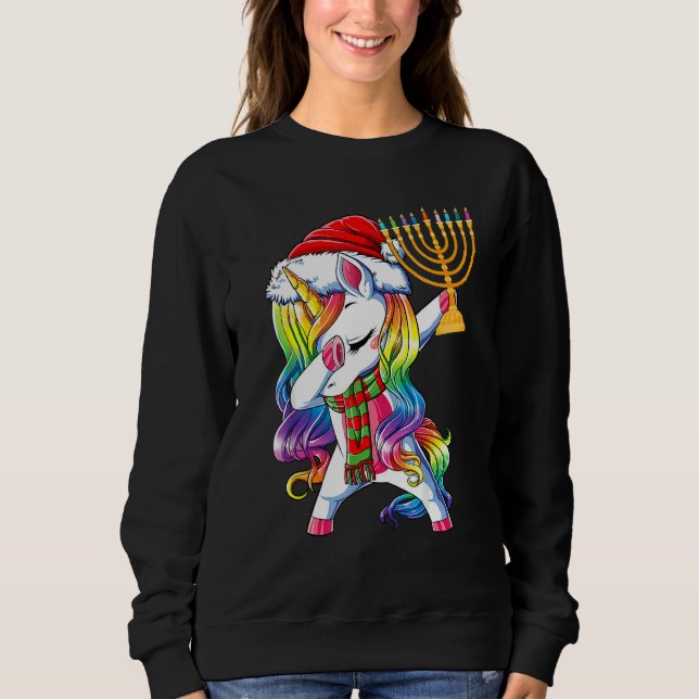 Sweatshirt Dab Unicorn Noël Enfants Filles Femmes Bijoux H (Devant)