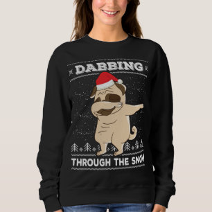 Sweatshirt Dabbing À Travers Le Carlin De Neige Douleur moche
