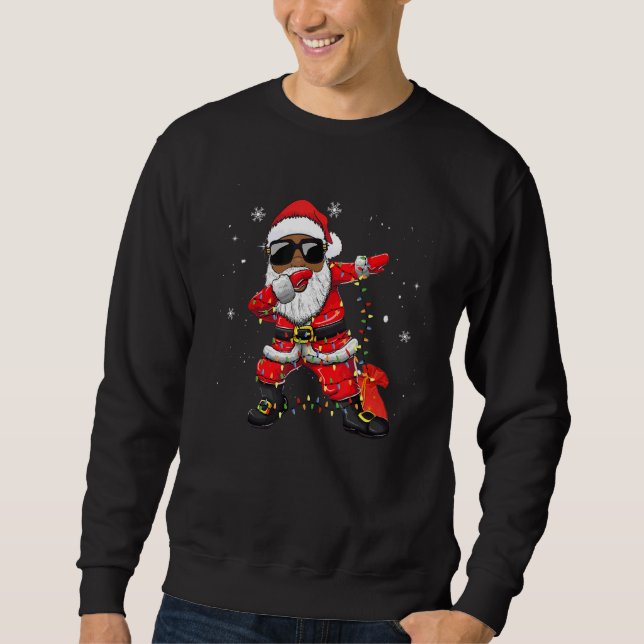 Sweatshirt Dabbing African American Père Noël Christmas Tree  (Devant)