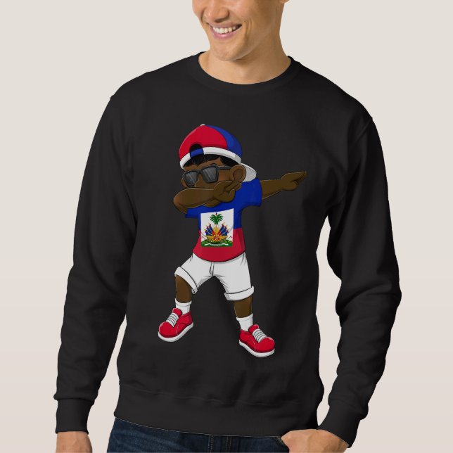 Sweatshirt Dabbing Boy Haïti Drapeau Enfants Dab Danse (Devant)