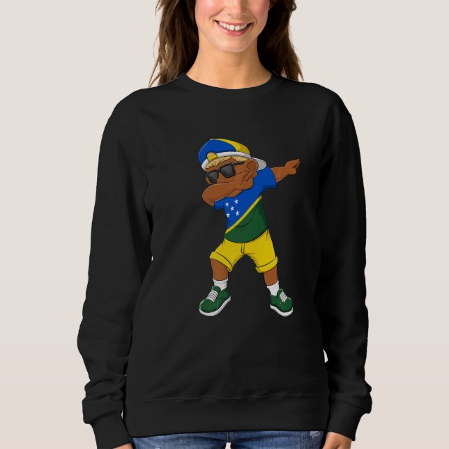 Sweatshirt Dabbing Boy Solomon Islands Flag Kids Dab Dance (Devant)