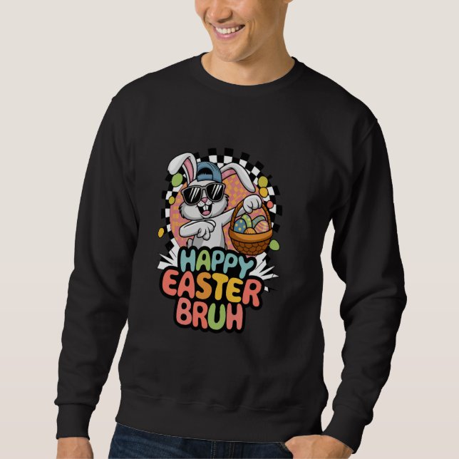 Sweatshirt Dabbing Bunny Pâques Bruh mème drôle Dire Ados (Devant)