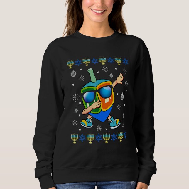 Sweatshirt Dabbing Dreidel Ugly Hanoukka Sweater Xmas Chanuka (Devant)