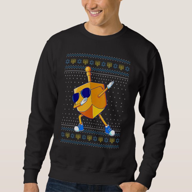 Sweatshirt Dabbing Dreidel Ugly Hanoukka Sweater Xmas Chanuka (Devant)