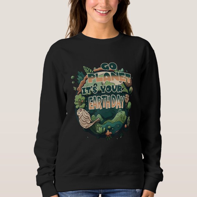 Sweatshirt Dabbing Earth Day 2023 Groovy Go Planet It s Your  (Devant)