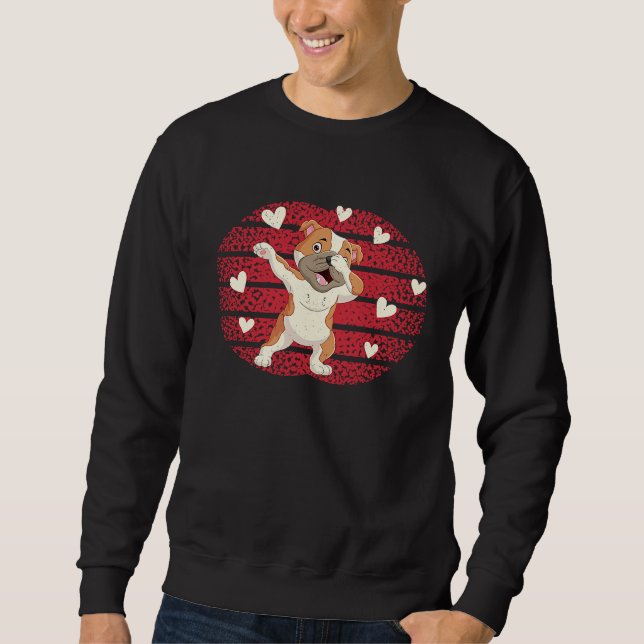 Sweatshirt Dabbing English Bulldog Heart Valentine's Day Love (Devant)