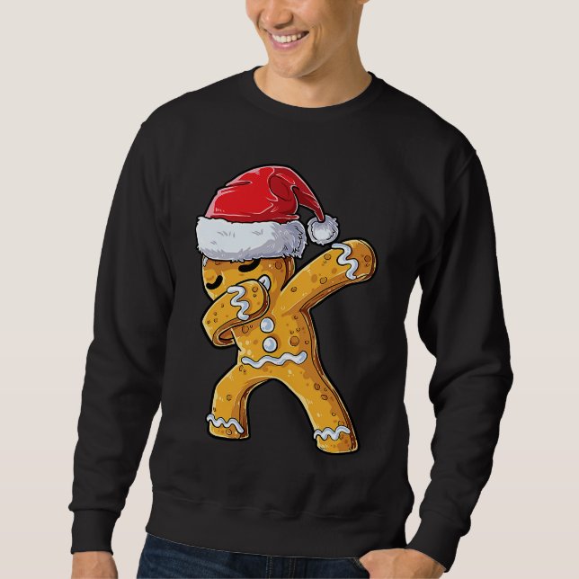 Sweatshirt Dabbing Gingerbread Santa Christmas Kids Boys Xmas (Devant)