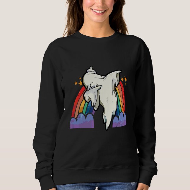 Sweatshirt Dabbing Halloween Bobo Squelette Arc-en-ciel Garço (Devant)