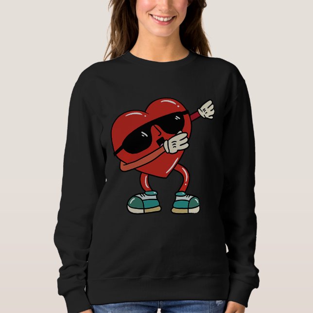 Sweatshirt Dabbing Heart   Mens Kids Boys Valentines Day (Devant)