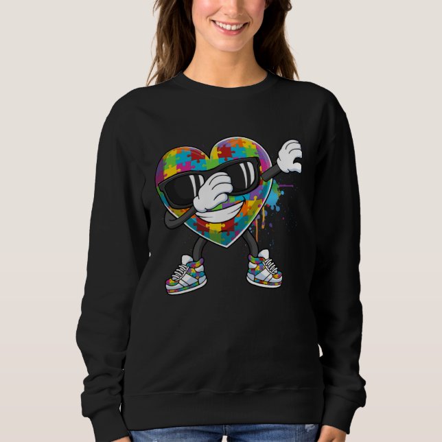 Sweatshirt Dabbing Heart Puzzle Heart Dab Love Support Autism (Devant)