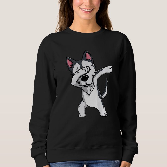 Sweatshirt Dabbing Husky Chien Dab Dance (Devant)