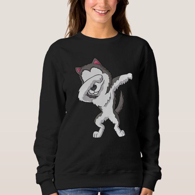 Sweatshirt Dabbing Husky Chien Dab Dance (Devant)
