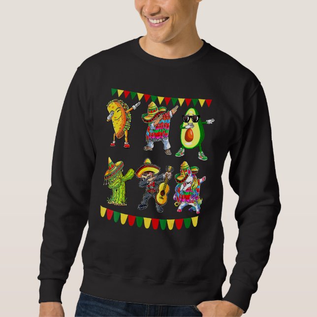 Sweatshirt Dabbing Mexicain Poncho Cinco De Mayo Taco Avocado (Devant)