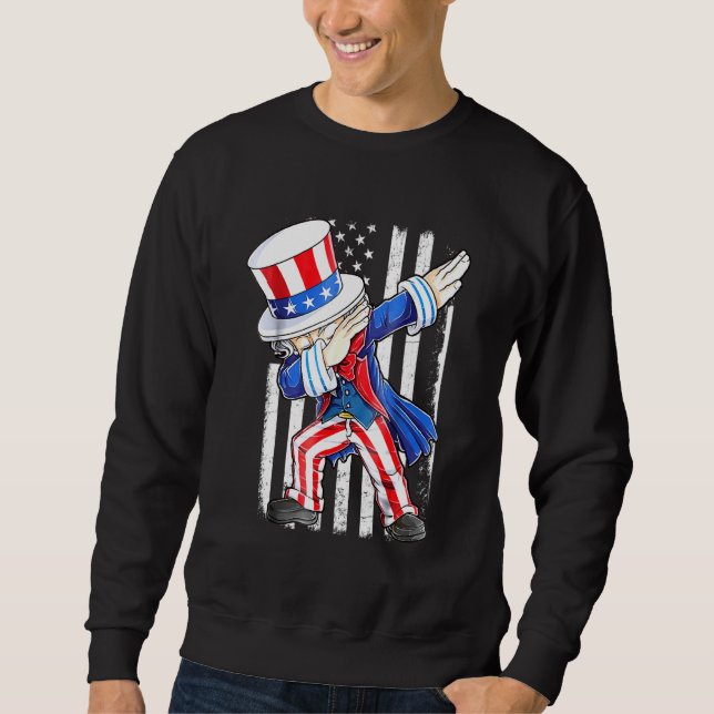 Sweatshirt Dabbing Oncle Sam 4 juillet Enfants Garçons Fille  (Devant)