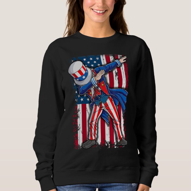 Sweatshirt Dabbing Oncle Sam 4 juillet Hommes Enfants garçons (Devant)