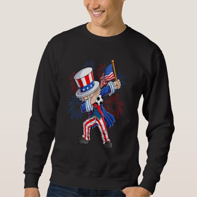Sweatshirt Dabbing Oncle Sam & Soccer Ball American Flag 4e (Devant)