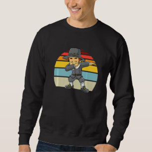 Sweatshirt Dabbing Pilgrim Thanksgiving Retro Garçons Enfants