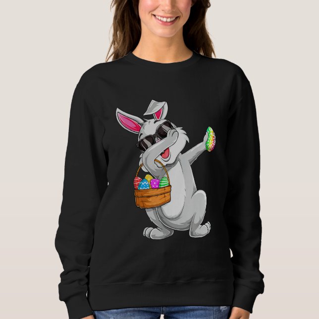 Sweatshirt Dabbing Rabbit Jour de Pâques Oeufs Chasse Panier  (Devant)