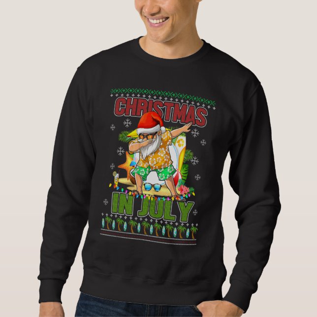 Sweatshirt Dabbing Santa Christmas In July Summer Beach Vacat (Devant)
