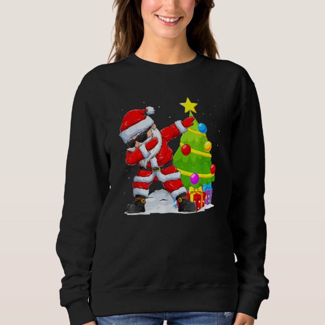 Sweatshirt Dabbing Santa Christmas Tree Lights Xmas  Boys Kid (Devant)