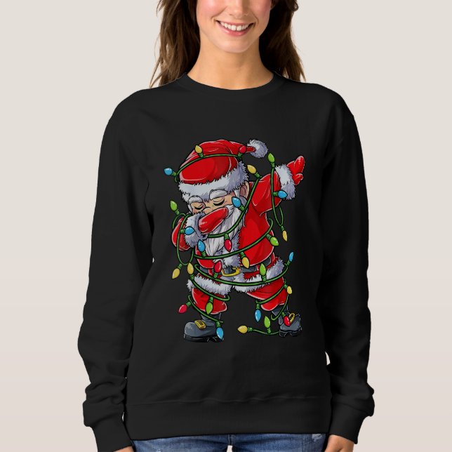 Sweatshirt Dabbing Santa Christmas Tree Lights Xmas  Boys Kid (Devant)
