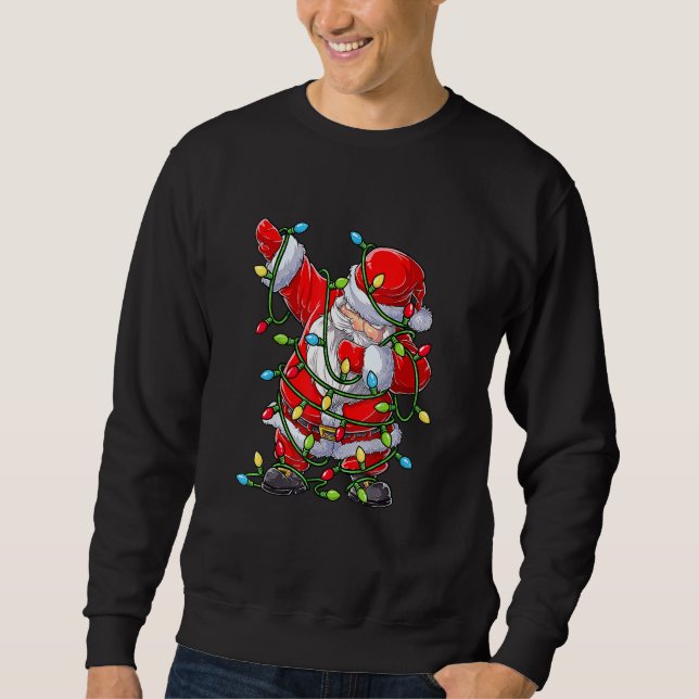 Sweatshirt Dabbing Santa Claus Christmas Tree Lights Boys Kid (Devant)