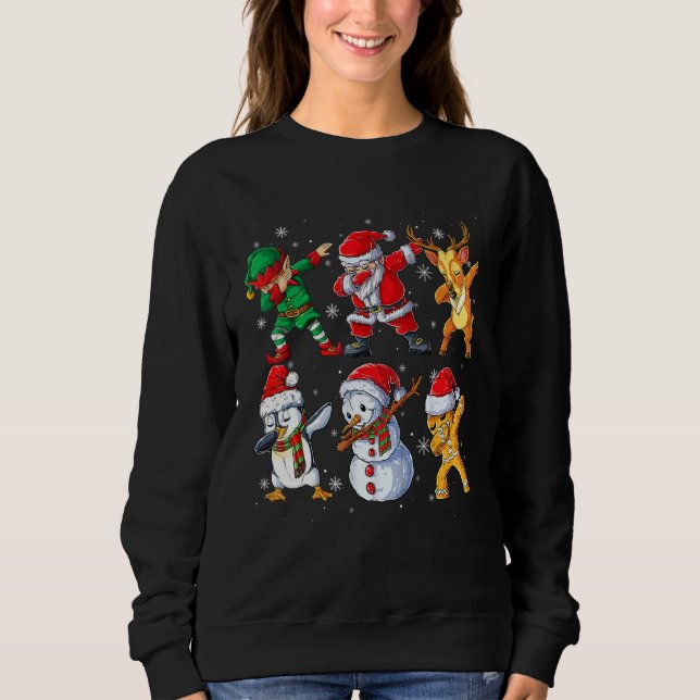 Sweatshirt Dabbing Santa Elf Friends Christmas Kids Boys Men  (Devant)