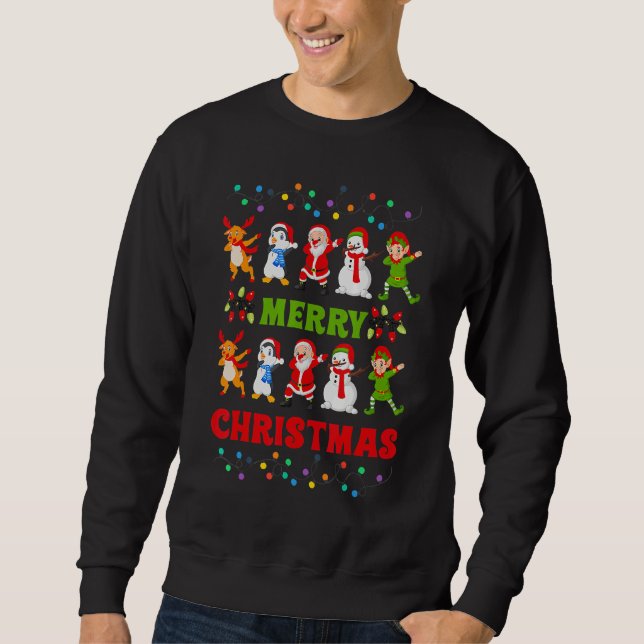 Sweatshirt Dabbing Santa Elf Friends Christmas Kids Boys Men  (Devant)