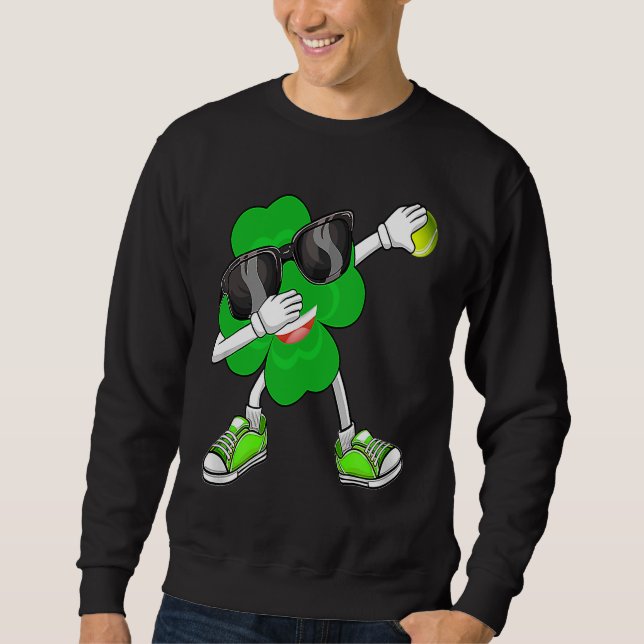 Sweatshirt Dabbing Shamrock & Tennis Ball Saint Patrick's Day (Devant)