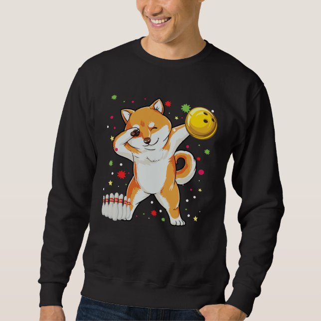 Sweatshirt Dabbing Shiba Bowling   Bowling  Boy Girl (Devant)