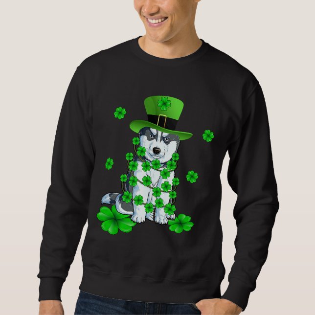 Sweatshirt Dabbing Siberian Husky St Patrick Day (Devant)