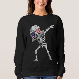 Sweatshirt Dabbing Skeleton Dab Skeleton America Flag