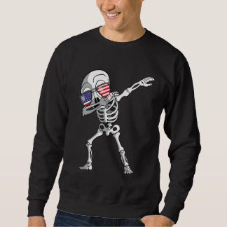 Sweatshirt Dabbing Skeleton Dab Skeleton America Flag