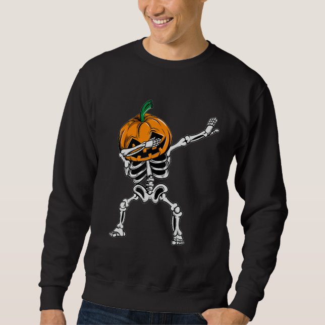 Sweatshirt Dabbing Skeleton Halloween Ghost Party Costume Pum (Devant)