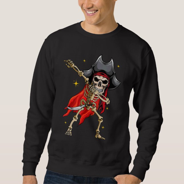 Sweatshirt Dabbing Skeleton Pirate Halloween Jolly roger pour (Devant)