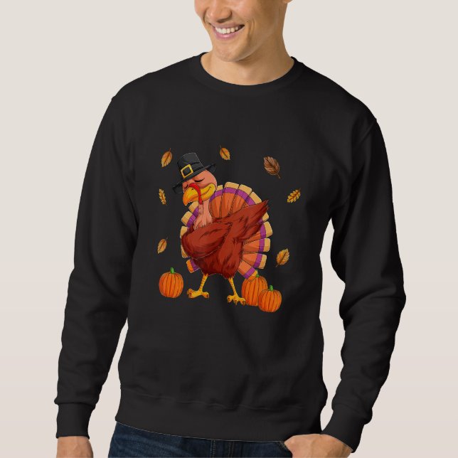 Sweatshirt Dabbing Turkey Thanksgiving Day For Boys Kids Men (Devant)