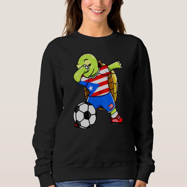 Sweatshirt Dabbing Turtle Porto Rico Soccer Fans Jersey Drape (Devant)