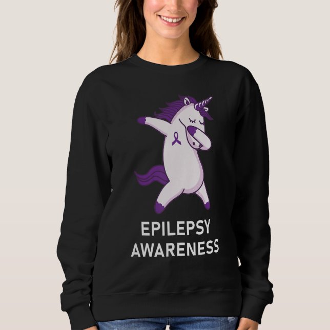 Sweatshirt Dabbing Unicorn Epilepsy Awareness Ribbon (Devant)