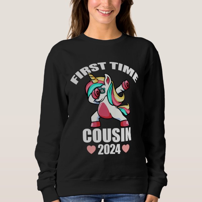 Sweatshirt Dabbing Unicorn  First Time Cousin Baby Announceme (Devant)