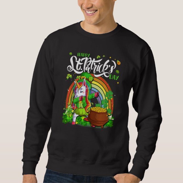 Sweatshirt Dabbing Unicorn Leprechaun St Patrick's Day Irish (Devant)