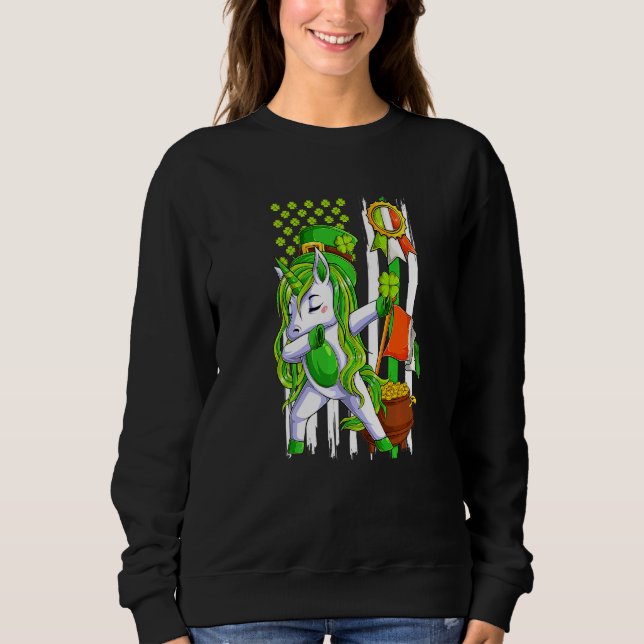 Sweatshirt Dabbing Unicorn Leprechaun St Patrick's Day Irish (Devant)