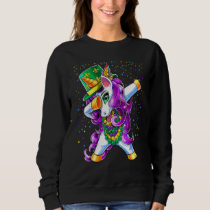 Sweatshirt Dabbing Unicorn Mardi Gras Filles Amusantes Filles