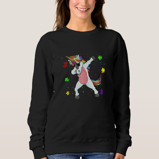 Sweatshirt Dabbing Unicorn Sensibilisation sur l'autisme Puzz (Devant)