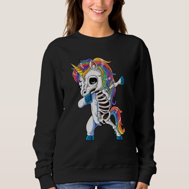 Sweatshirt Dabbing Unicorn Skeleton Skulls Halloween Boys Gir (Devant)