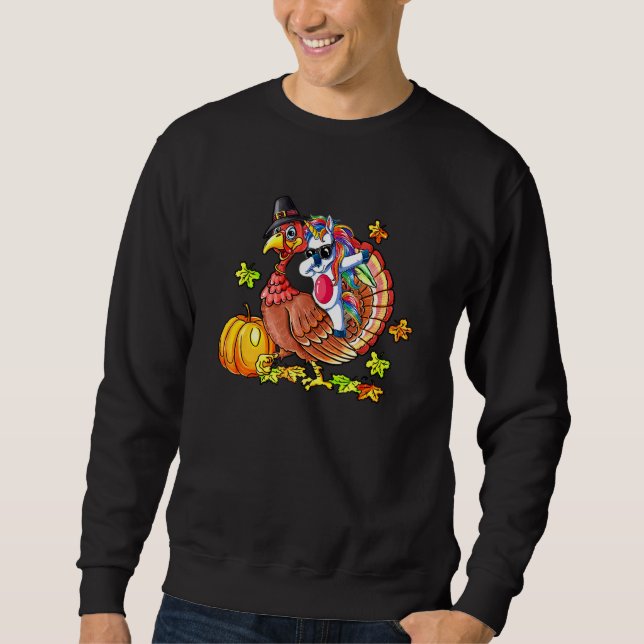 Sweatshirt Dabbing Unicorn Turquie équitation Thanksgiving Un (Devant)