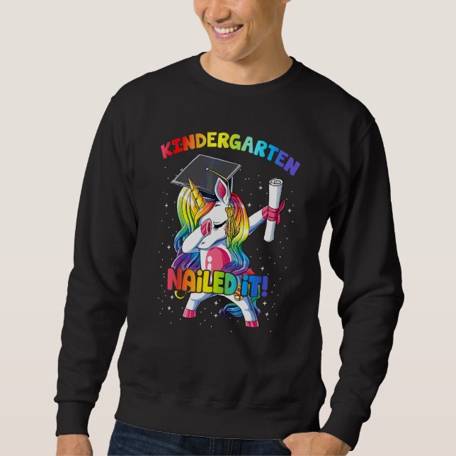 Sweatshirt Dabbings Unicorn Kindergarten L'A Nourri Dernier J (Devant)