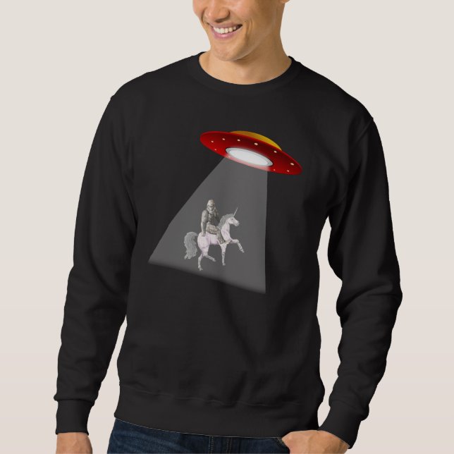 Sweatshirt d'abduction d'UFO de licorne de Bigfoot (Devant)