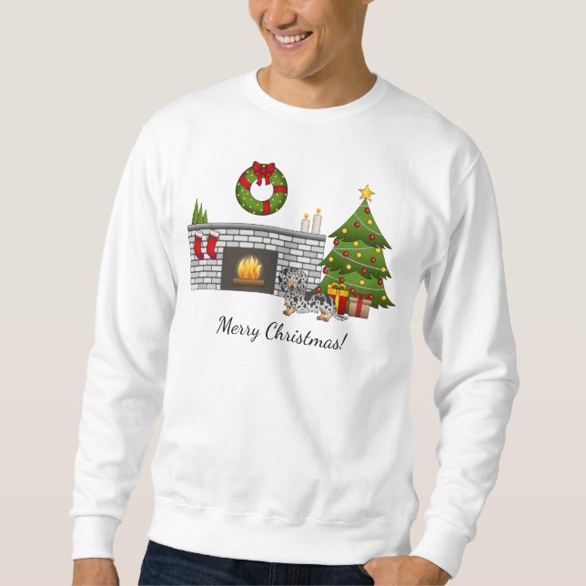 Sweatshirt Dachshund à poil long noir et tan panaché pour Noë (Devant)
