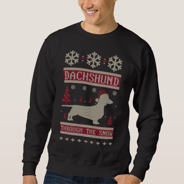 Sweatshirt Dachshund À Travers La Neige (Devant)